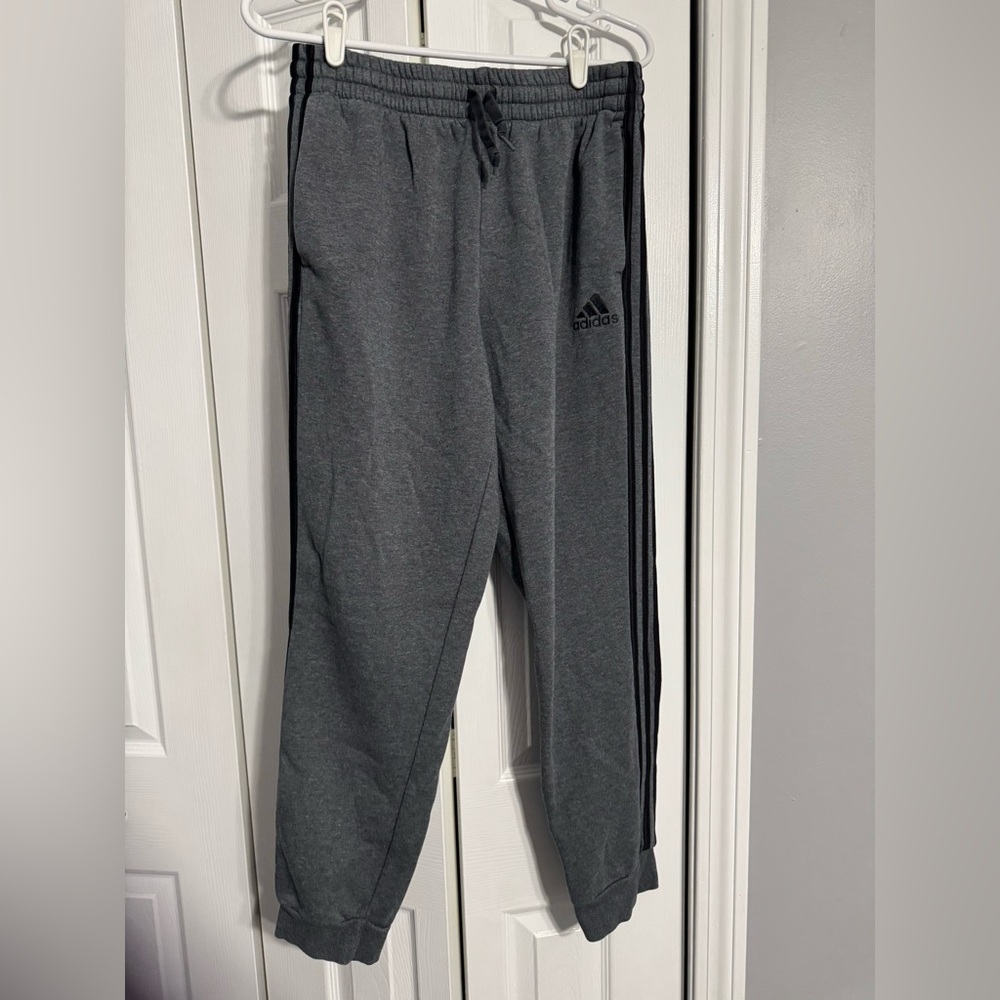 Adidas Gray Sweatpants with Signature Stripes